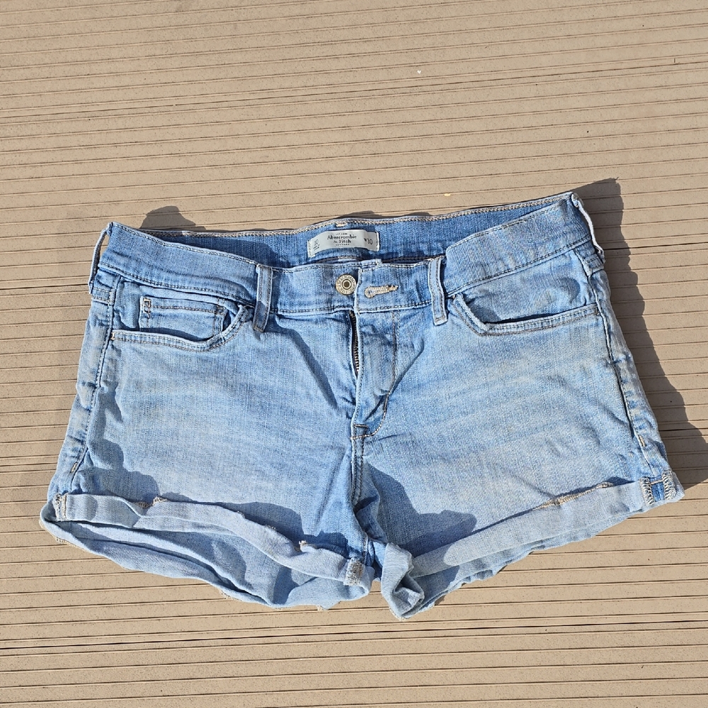 Abercrombie & Fitch Light Blue Denim Roll-Cuff Shorts
